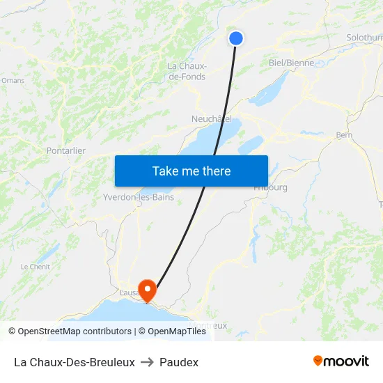 La Chaux-Des-Breuleux to Paudex map