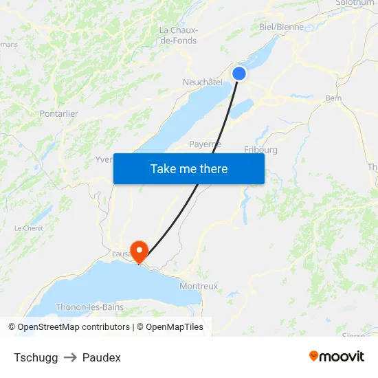Tschugg to Paudex map
