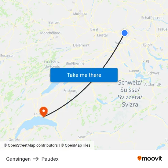 Gansingen to Paudex map