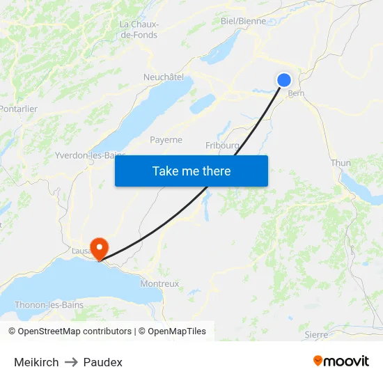 Meikirch to Paudex map
