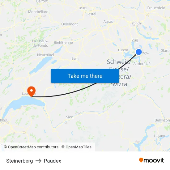 Steinerberg to Paudex map