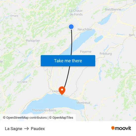 La Sagne to Paudex map