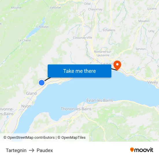 Tartegnin to Paudex map