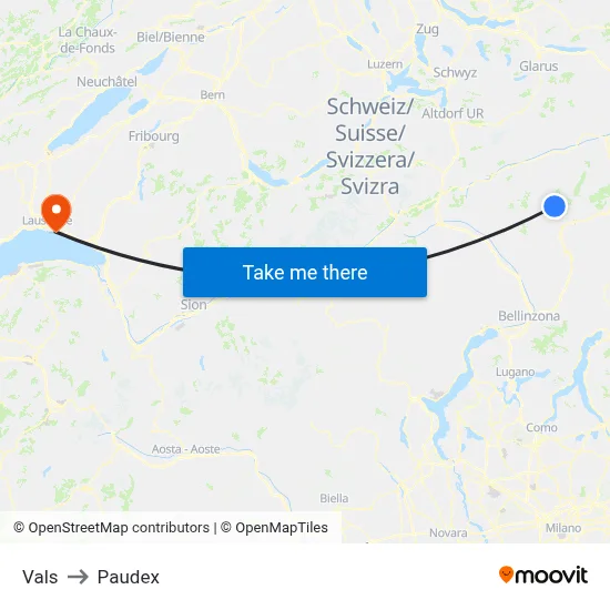 Vals to Paudex map