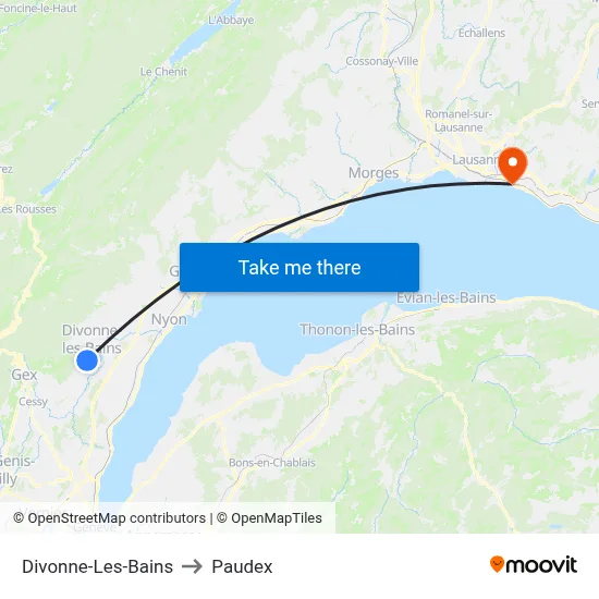 Divonne-Les-Bains to Paudex map