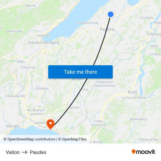 Vallon to Paudex map