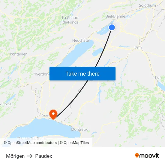 Mörigen to Paudex map