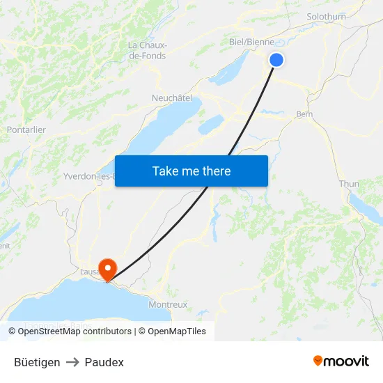 Büetigen to Paudex map