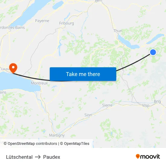 Lütschental to Paudex map