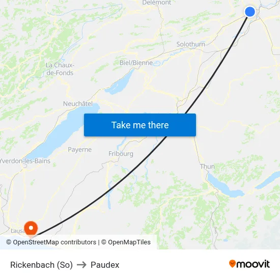 Rickenbach (So) to Paudex map