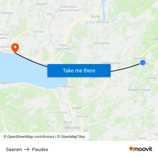 Saanen to Paudex map