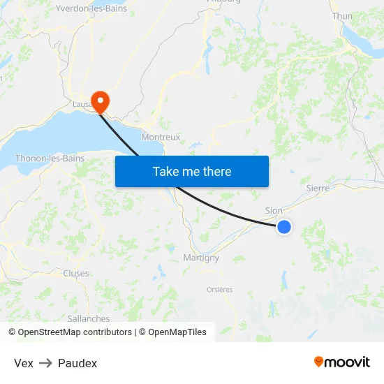 Vex to Paudex map