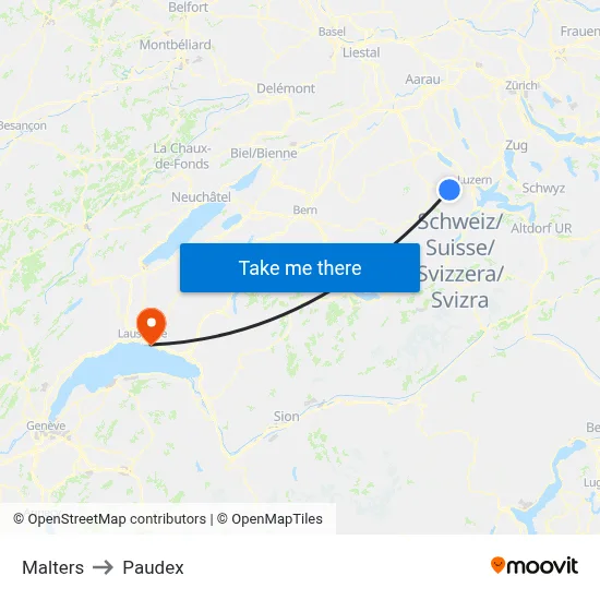 Malters to Paudex map