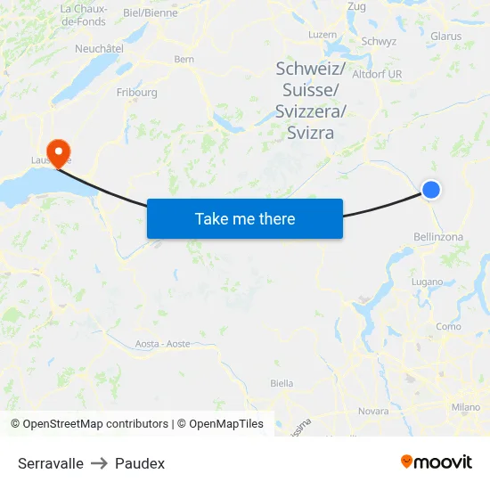 Serravalle to Paudex map
