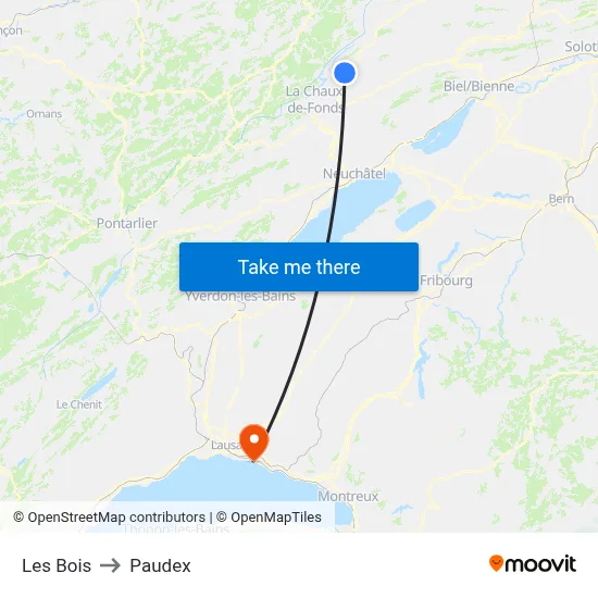 Les Bois to Paudex map