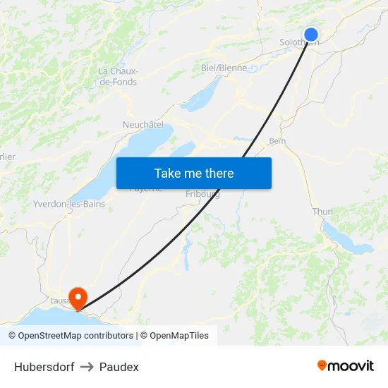 Hubersdorf to Paudex map