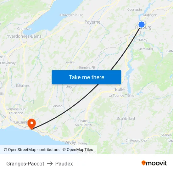 Granges-Paccot to Paudex map