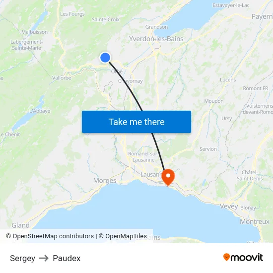 Sergey to Paudex map