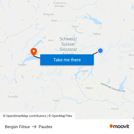 Bergün Filisur to Paudex map