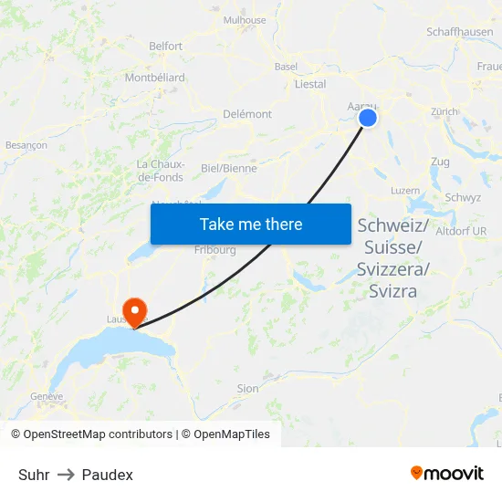 Suhr to Paudex map