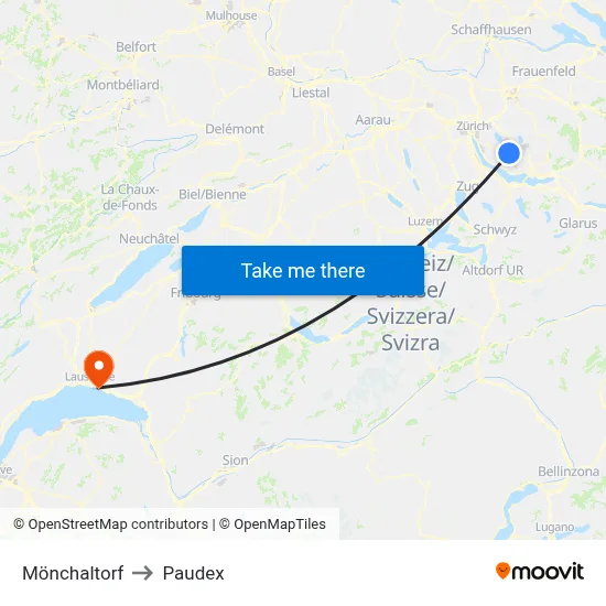 Mönchaltorf to Paudex map