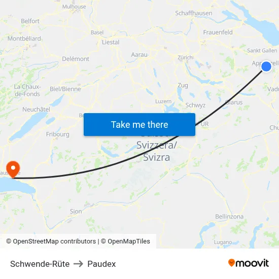 Schwende-Rüte to Paudex map