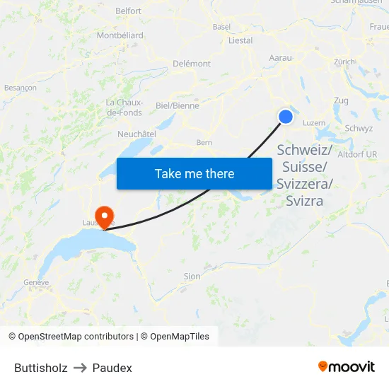 Buttisholz to Paudex map