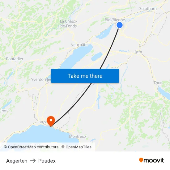Aegerten to Paudex map