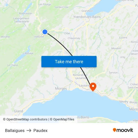 Ballaigues to Paudex map