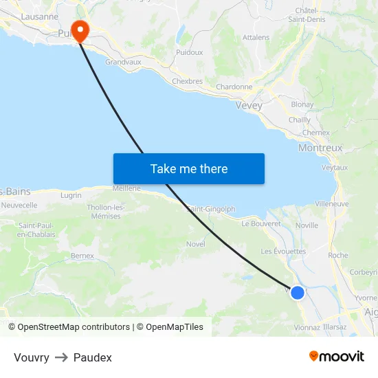 Vouvry to Paudex map