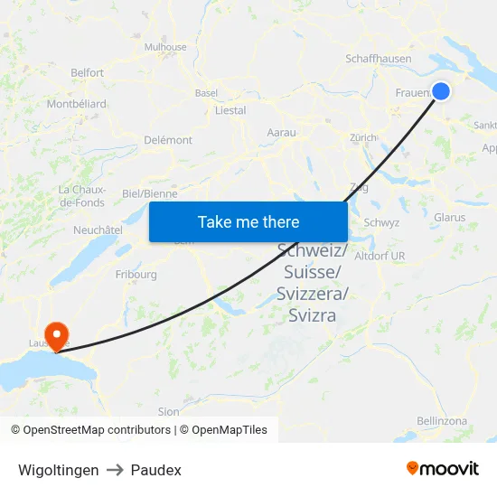 Wigoltingen to Paudex map