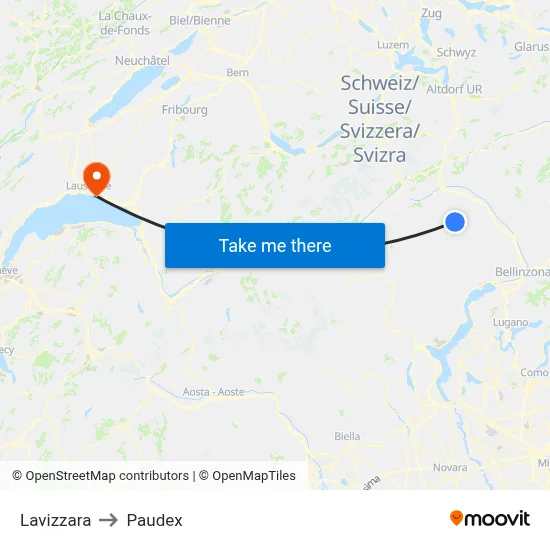 Lavizzara to Paudex map