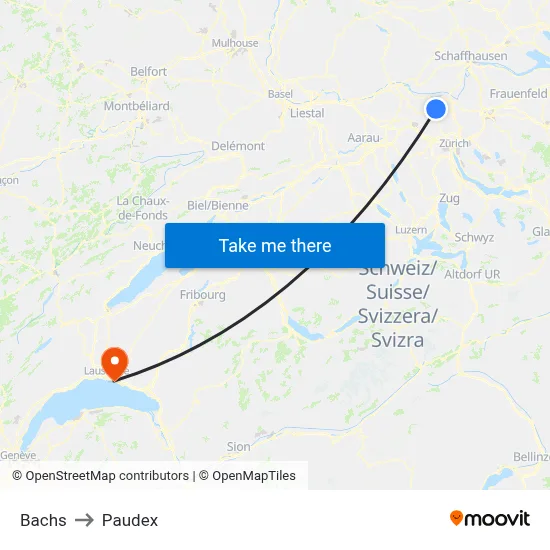 Bachs to Paudex map