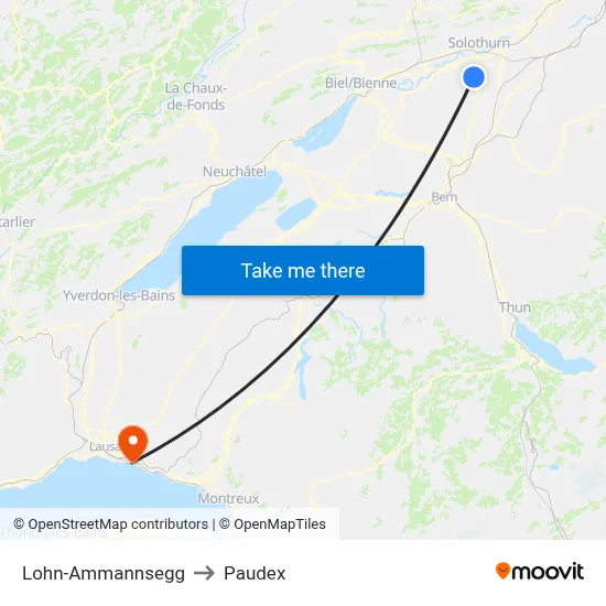 Lohn-Ammannsegg to Paudex map