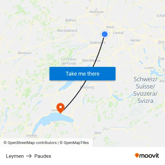 Leymen to Paudex map