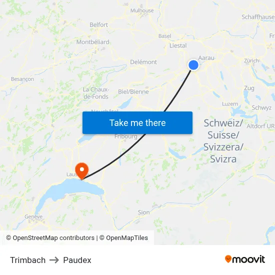 Trimbach to Paudex map