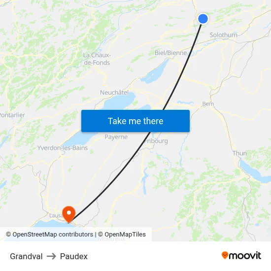 Grandval to Paudex map