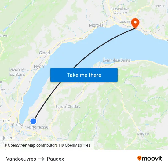 Vandoeuvres to Paudex map