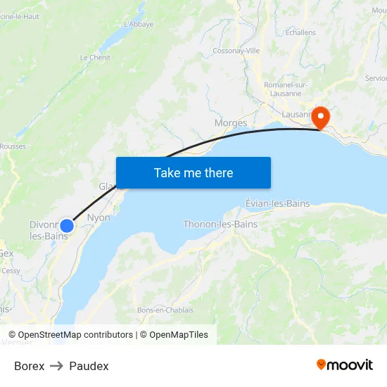 Borex to Paudex map
