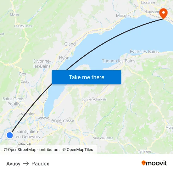 Avusy to Paudex map
