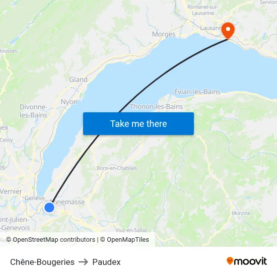 Chêne-Bougeries to Paudex map