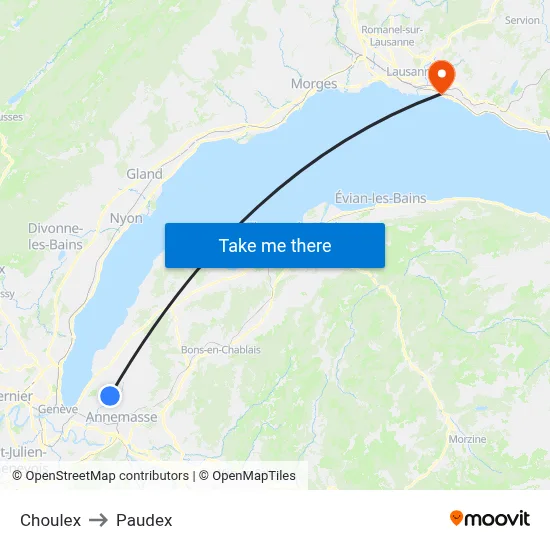 Choulex to Paudex map