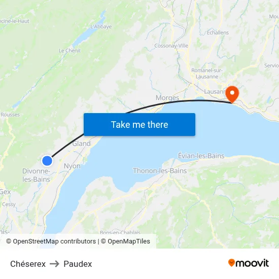 Chéserex to Paudex map