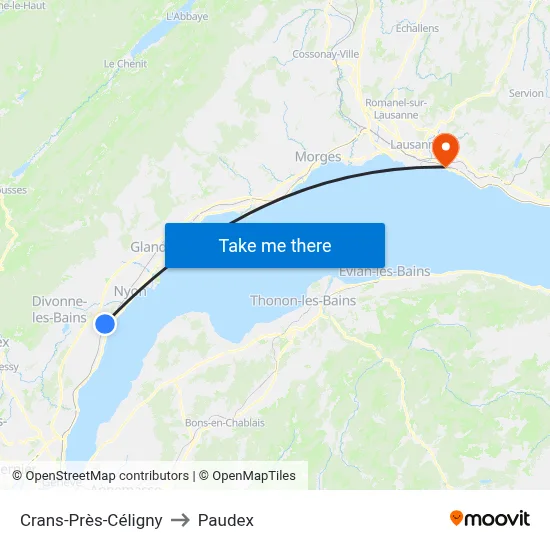 Crans-Près-Céligny to Paudex map