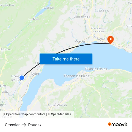 Crassier to Paudex map