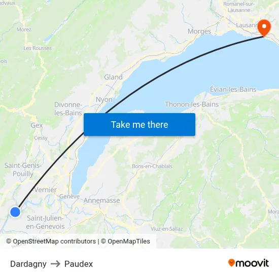 Dardagny to Paudex map