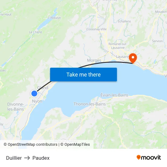 Duillier to Paudex map