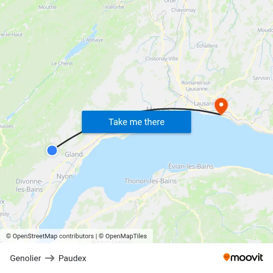 Genolier to Paudex map