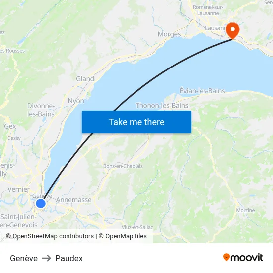 Genève to Paudex map