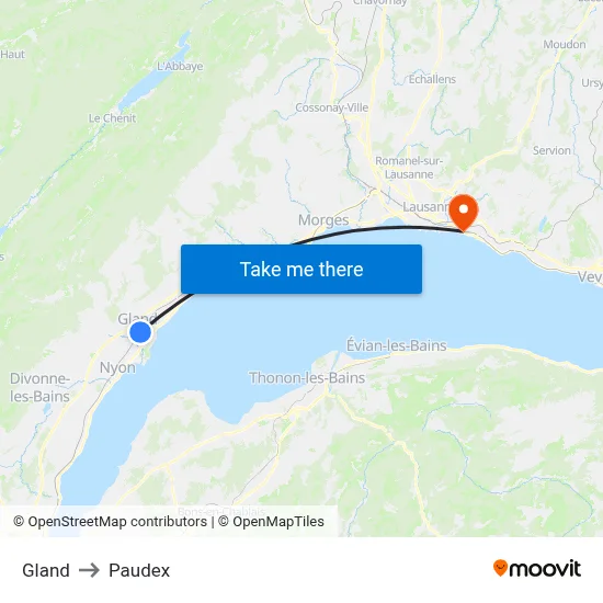 Gland to Paudex map